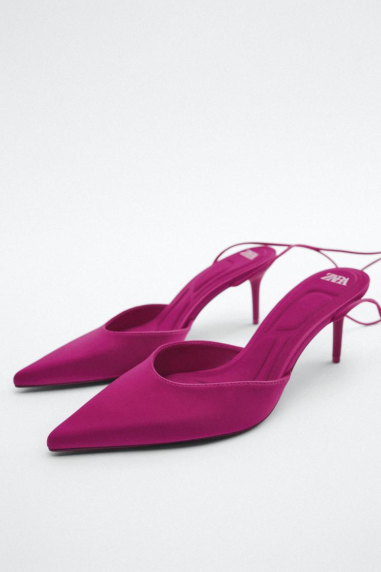 ZARA buy Slingback Heels With Bow Fuchsia